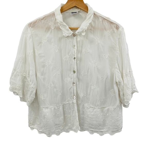 Johnny Was Vintage lightweight embroidered button down blouse - Picture 1 of 5